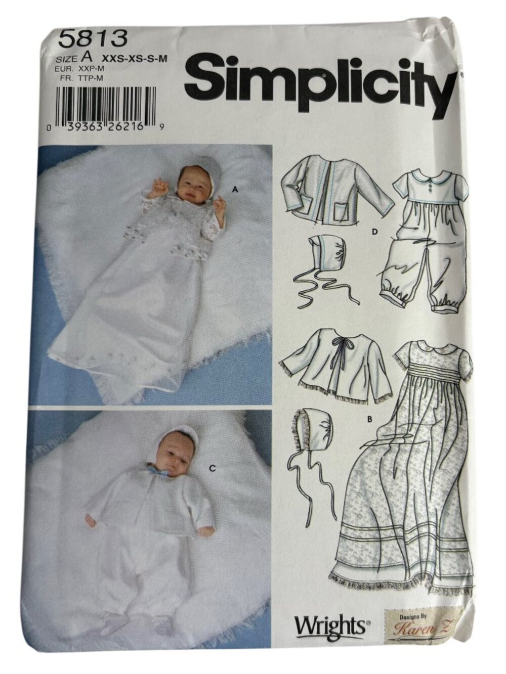 Unisex Christening Dress Slip Romper Jacket Pattern Multi Size Simplicity Uncut